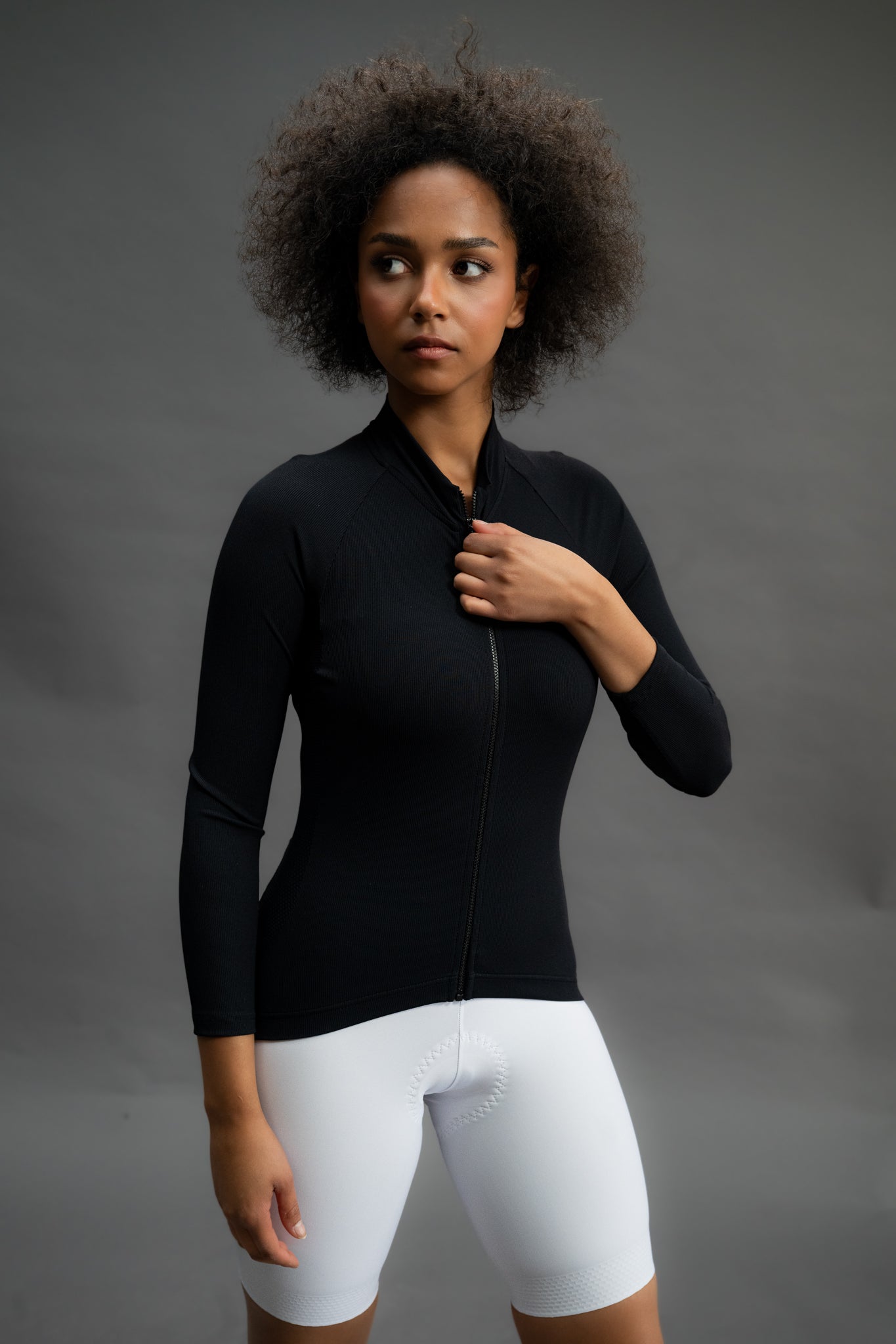 Damen-Langarm-Radtrikot Quest AllRoad Schwarz