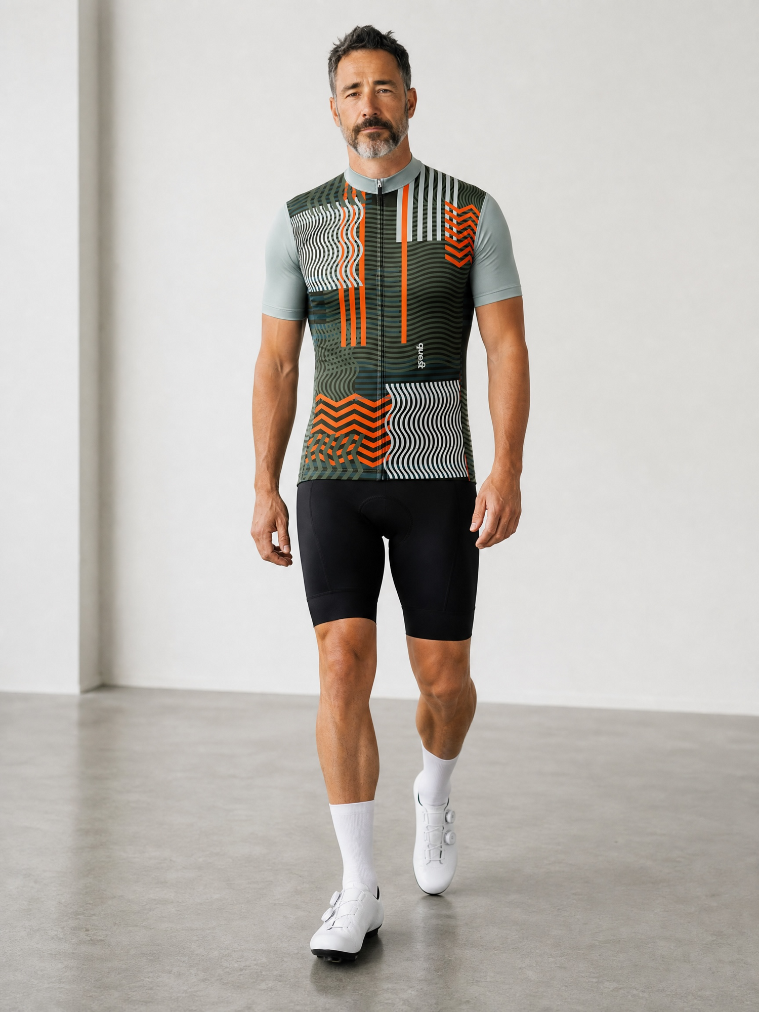 Koszulka Kolarska Męska Quest Geometric Retro Merino | Premium